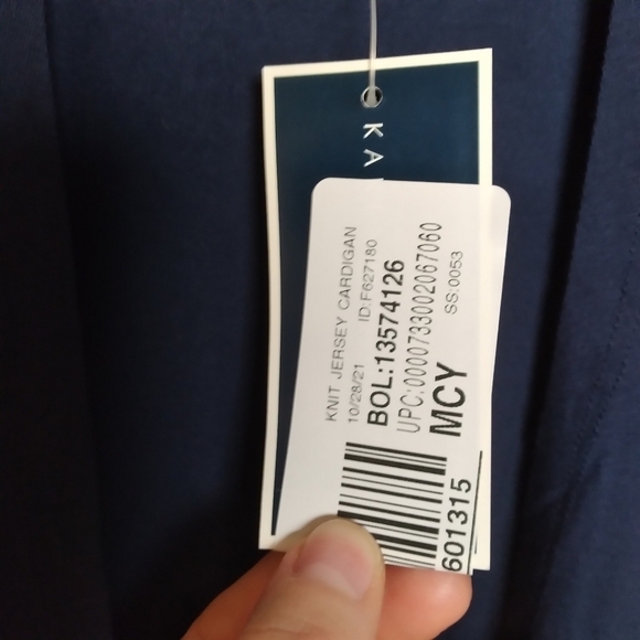 Karen Scott Navy Blue Open Front Quarter Sleeve Jersey Knit Cardigan Size Small - Picture 6 of 8